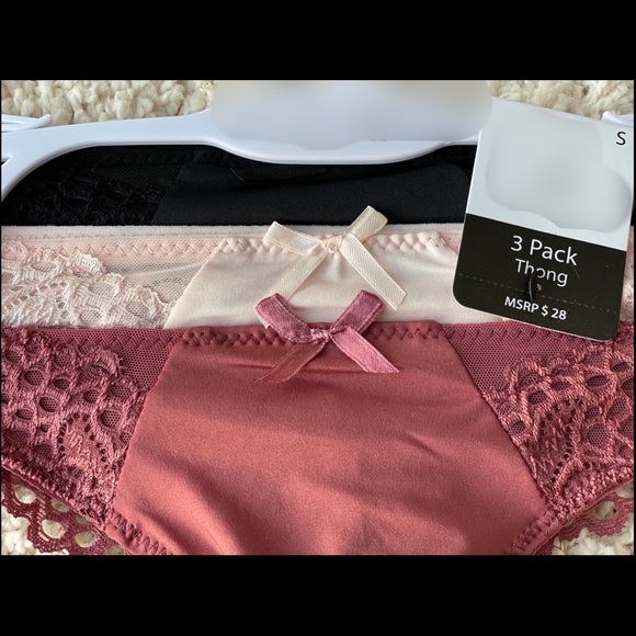 Lace Crochet Silky Thong Panty Set Neutral - Picture 8 of 10